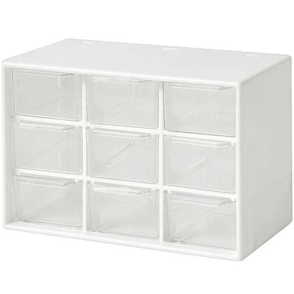 Vaupan Small Drawer Storage Box Plastic 9 Grids Desktop Storage Box Jewelry Drawer Dust-Proof Ladies Girls Pearl Beads Ring Storage Boxes Adult Cosmetic Earrings Makeup Container Organizer (White)