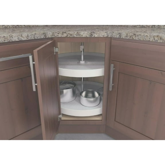 Vauth-Sagel Full-Round Polymer Independently Rotating 2-Shelf Lazy Susan Set for Diagonal Corner Base Cabinets