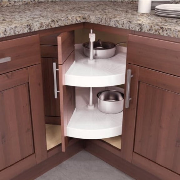 Hafele Pie-Cut Door-Mounted Lazy Susan 2-Shelf Polymer Corner Cabinet Kit