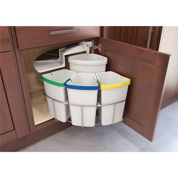 Vauth-Sagel USA 90003716 Envi Center Swing-Open Waste Bin System with 4 Bin for Frameless Cabinets - 20.75 x 17.75 x 17.75 in.