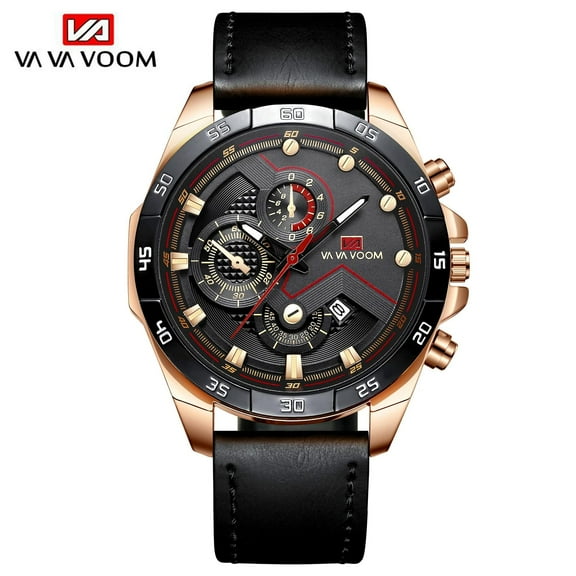Vava Voom classic business Mans watches quartz watch luxury men's wrist watch black gold stainless steel waterproof wristwatch