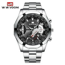 Vava Voom new men luminous sports watch top design fashion simple black rose gold stainless steel calendar waterproof quartz men's watches