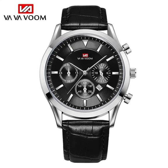 Vava Voom top brand original watch luxury leather fashion sports waterproof calendar quartz men's watch set reago Masculino Reloj Hombre