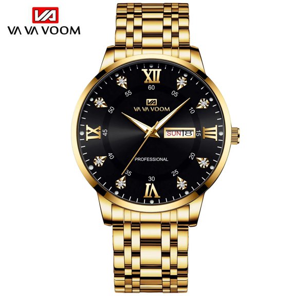 Vava Voom watch for men business style clock fashion casual quartz movement stainless steel strap waterproof calendar own brand wristwatch