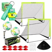 Vavacava Portable Backyard Soccer Goal Set With 2 Nets, 2 Balls, 10 Cones, Pump and Carry Bag, 4 x 3 ft