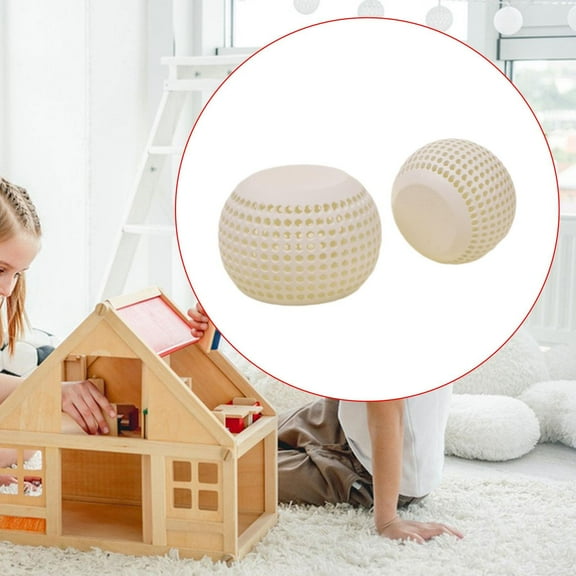 Vaveren 2 Pieces 1/12 Dollhouse Round Tables Mini Dollhouse Furnitures for DIY Model