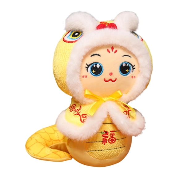 Vaveren 2024 Chinese Snake Plush Toy New Year Snake Doll Decorative Snake Figure Toy for Yellow
