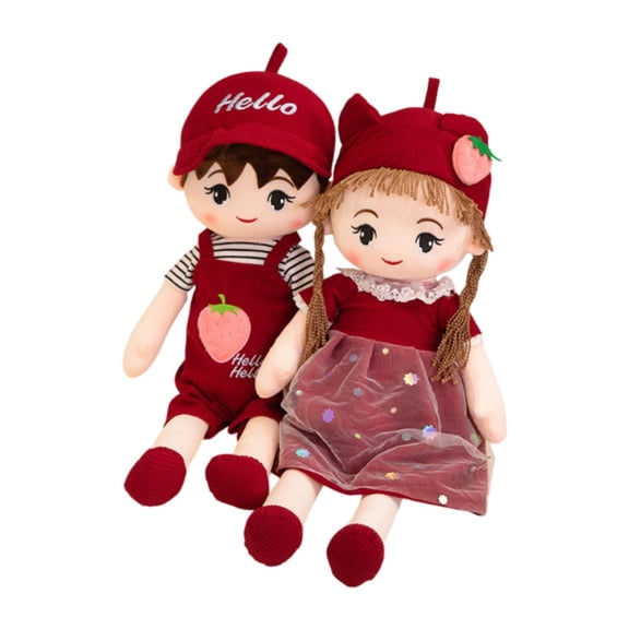 Vaveren 2x Plush Doll Decoration Cartoon Throw Pillow Stuffed Dolls Couple Doll Toys for 70cm