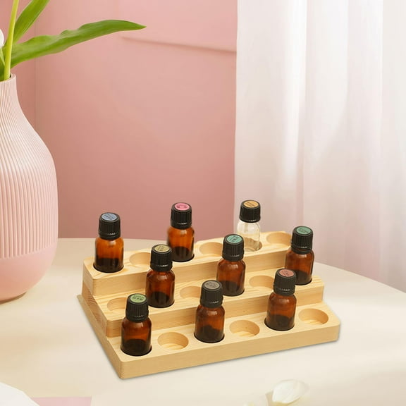 Vaveren 3 Tiers 18 Grids Wood Essential Oil Holder Stand for Home Bedroom Countertop