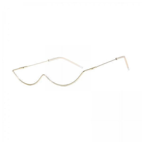 Vaveren 3xHalf Frame Glasses No Lens Half Rim Metal Frame for Party Snap Gold Frame