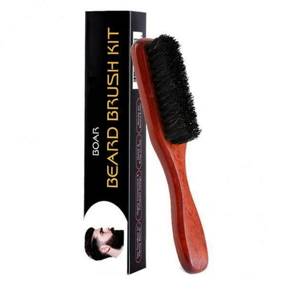 Vaveren 5xLong Handle Beard Brush Comb Soft Bristles Beard Grooming Brush Travel Brown