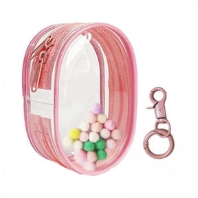 Vaveren 6xMini PVC Doll Bag Carrying Case Waterproof Mini Figure Storage Case for Doll Pink Round