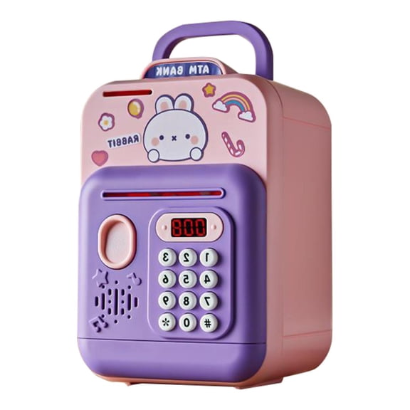 Vaveren ATM Piggy Bank for Kids Digital Password Money Box for Ages 3+ Children Gift rabbits pattern