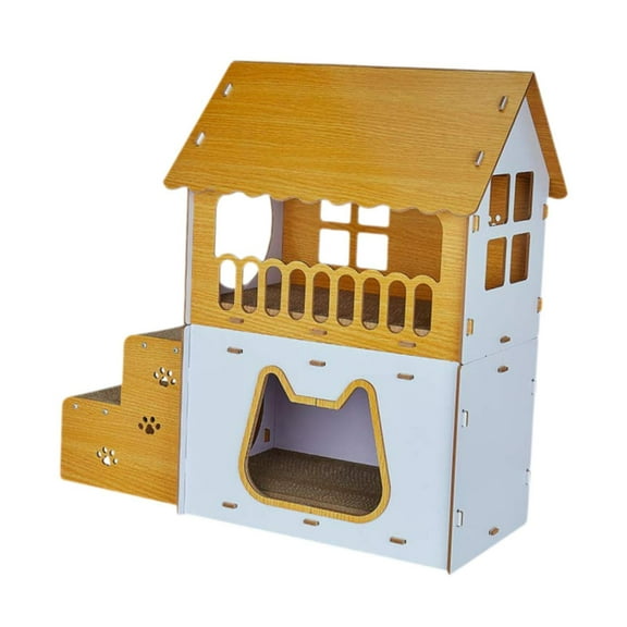 Vaveren Cardboard Cat House Hide Out Stairs Shape for Indoor Cats Kitty Pet Supplies