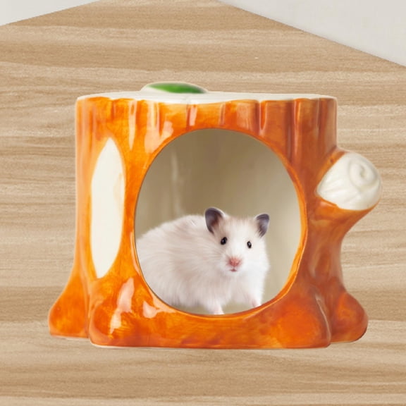 Vaveren Ceramic Hamster House Decorative Hamster Hideout for Chipmunk Hedgehog Mouse L