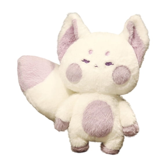 Vaveren Cute Plush Foxes Doll Lightweight Foxes Stuffed Animal Toy for Kids Teens Family white violet small
