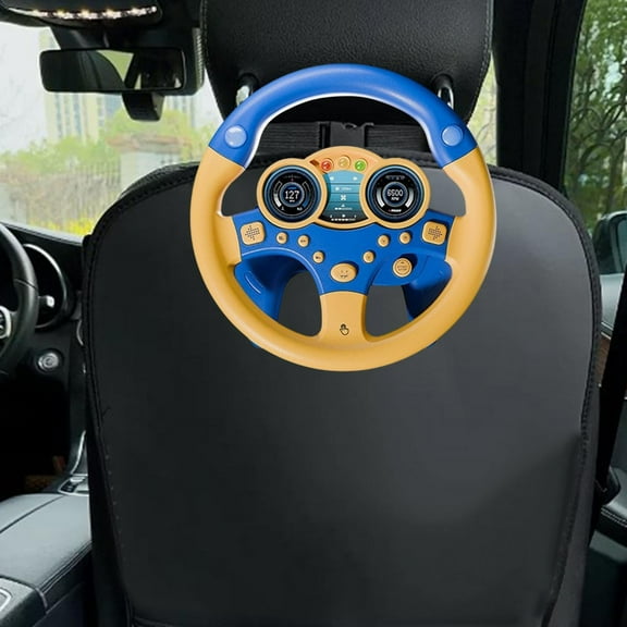 Vaveren Electric Learning Wheel Toy Simulated Driving Controller for Indoor Birthday Blue