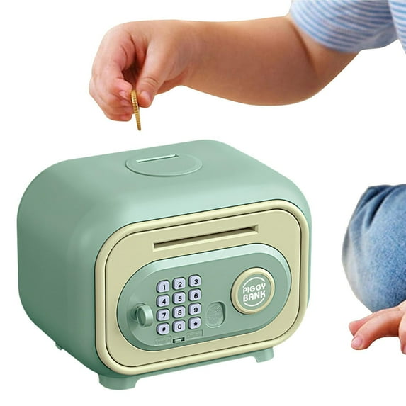 Vaveren Electronic Piggy Banks Cartoon Password Lock for Girls Boys Kids green