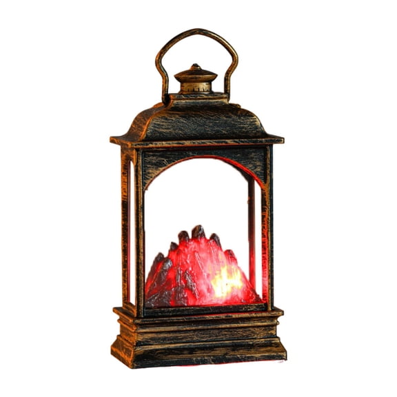 Vaveren Fireplace Lantern Christmas Decoration Fire Lamp for Festival Tabletop Porch Gold