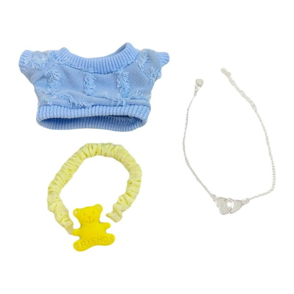 Vaveren Girl Doll Clothes Bear Costume Keychain Doll Accessories Photo Props for Kids Doll Clothing Doll Outifits for 17cm Doll yellow