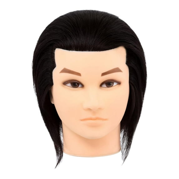 Vaveren Hair Mannequin Head Portable Doll Head for Braiding Hairdresser Hair Styling A Type Black