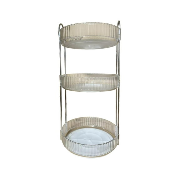 Vaveren Makeup Brush Holder Spice Rack Portable 3 Tier Rotating Skincare Organizer Fruit clear