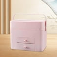 thumbnail image 1 of Vaveren Makeup Case with LED Lighted Mirror Portable Makeup Bag for Bathroom Dresser Pink, 1 of 8