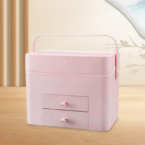Vaveren Makeup Case with LED Lighted Mirror Portable Makeup Bag for Bathroom Dresser Pink