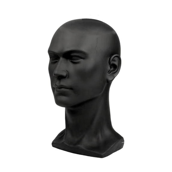 Vaveren Male Mannequin Head Freestanding Wig Stand for Wig Making Market Barber Shop Matt Black