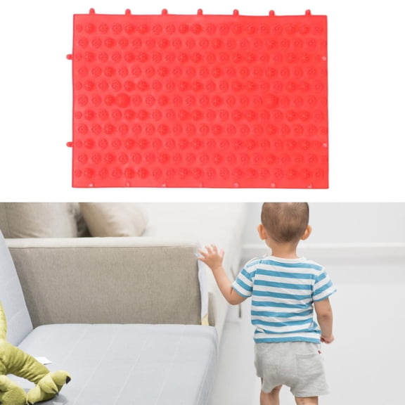 Vaveren Massage Game Mat for Children Sensory Mat Room Indoor Kids Baby Game Mat Sensory Tiles Easy to Clean Interlocking Sensory Rug Red