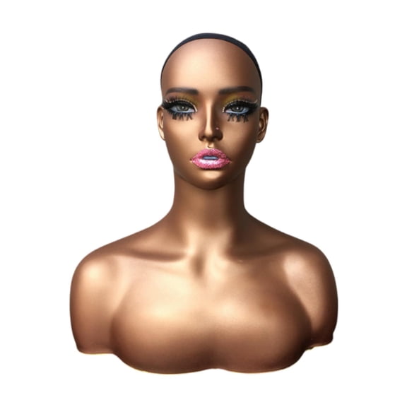 Vaveren Realistic Female Mannequin Head Holder Multifunctional Earring Holes Manikin Display Stand for Hairpieces Hat Jewelry C