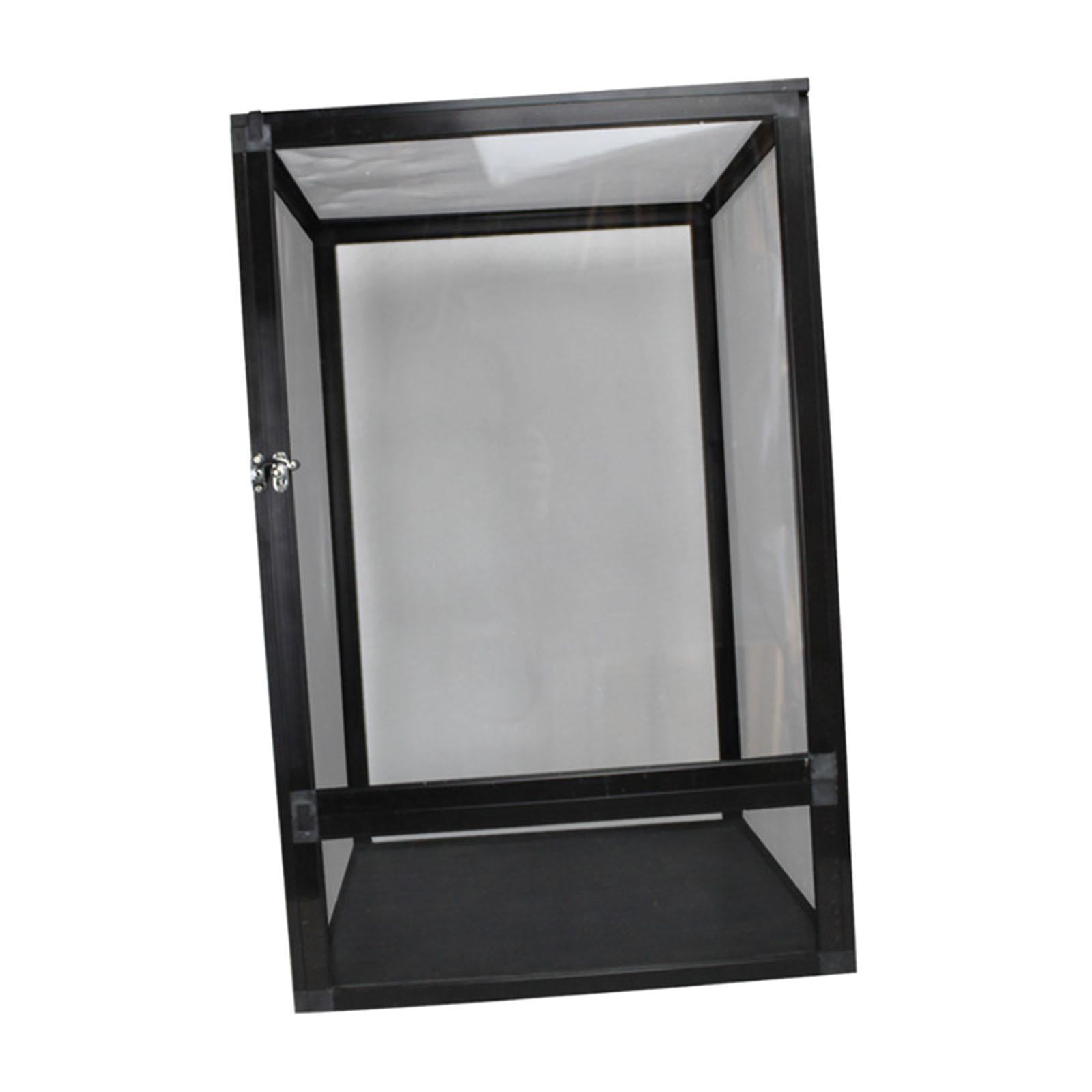 Vaveren Reptile Cage Terrarium Sturdy 360 degree Observation for Frog Gecko Bearded Dragon black