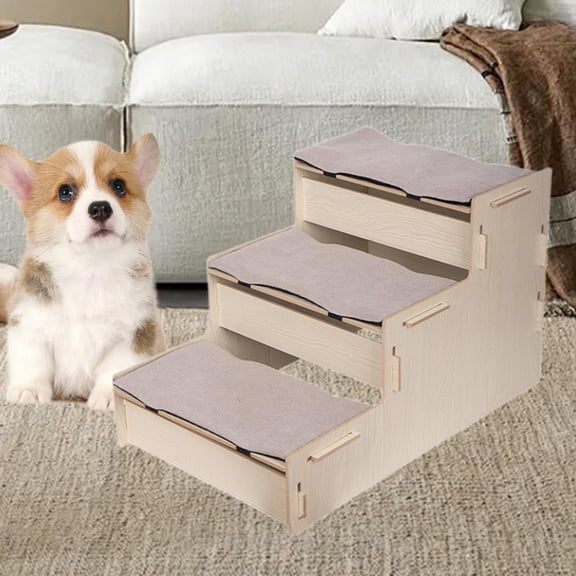 Vaveren Wood Pet Stair Easy Climb Non Slip Puppy Dog Climbing Ladder Stable s