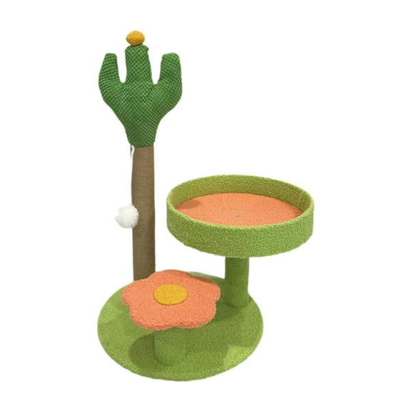 Vaveren cactus-themed cat climbing frame with scratch board - multi-functional cat toy Green