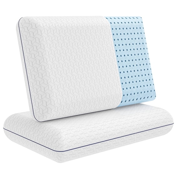 Vaverto Memory Foam Pillows - Cooling Firm Pillow - Standard Size 2-Pack