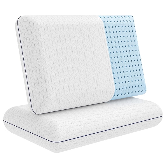 Vaverto Memory Foam Pillows - Cooling Firm Pillow - Standard Size 2-Pack