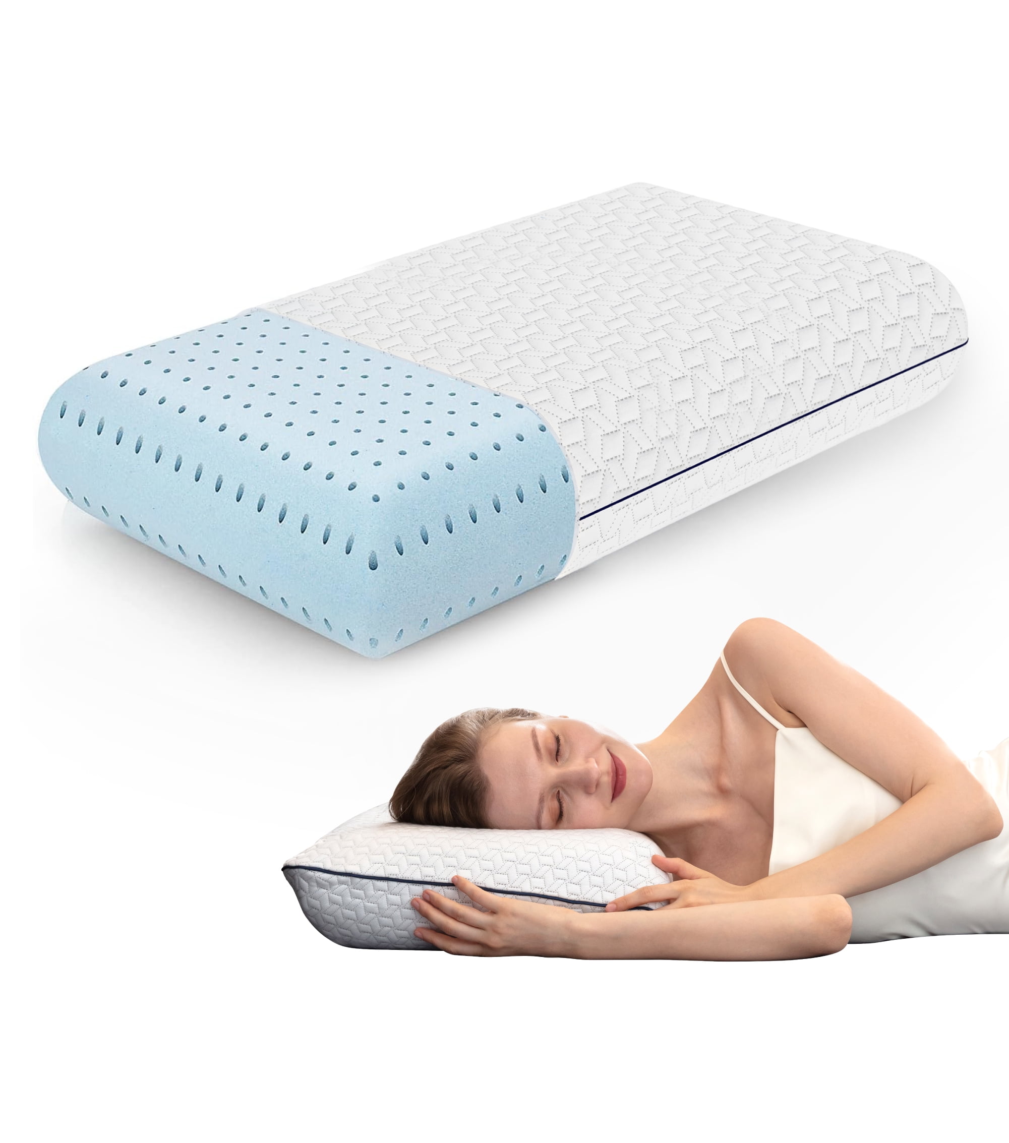 Vaverto Gel Memory Foam Pillow Standard Size Ventilated, Premium Bed Pillow with Washable and