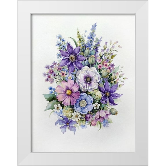 Vavilina, Elena 15x18 White Modern Wood Framed Museum Art Print Titled - Bouquet of Blue Flowers