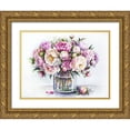 thumbnail image 1 of Vavilina, Elena 18x15 Gold Ornate Wood Framed with Double Matting Museum Art Print Titled - Pink and Purlple Peonies in Vase, 1 of 4
