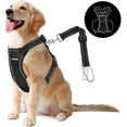 thumbnail image 1 of VavoPaw Dog Vehicle Safety Vest Harness, Adjustable Soft Padded Mesh Car Seat Belt Leash Harness with Reflective Strip Travel Strap and Carabiner for Most Cars, XL Size, Black, 1 of 9