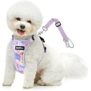 VavoPaw Dog Vehicle Safety Vest Harness, Adjustable Soft Padded Mesh Car Seat Belt Leash Harness with Travel Strap and Carabiner for Most Cars, Medium Size, Purple Flower