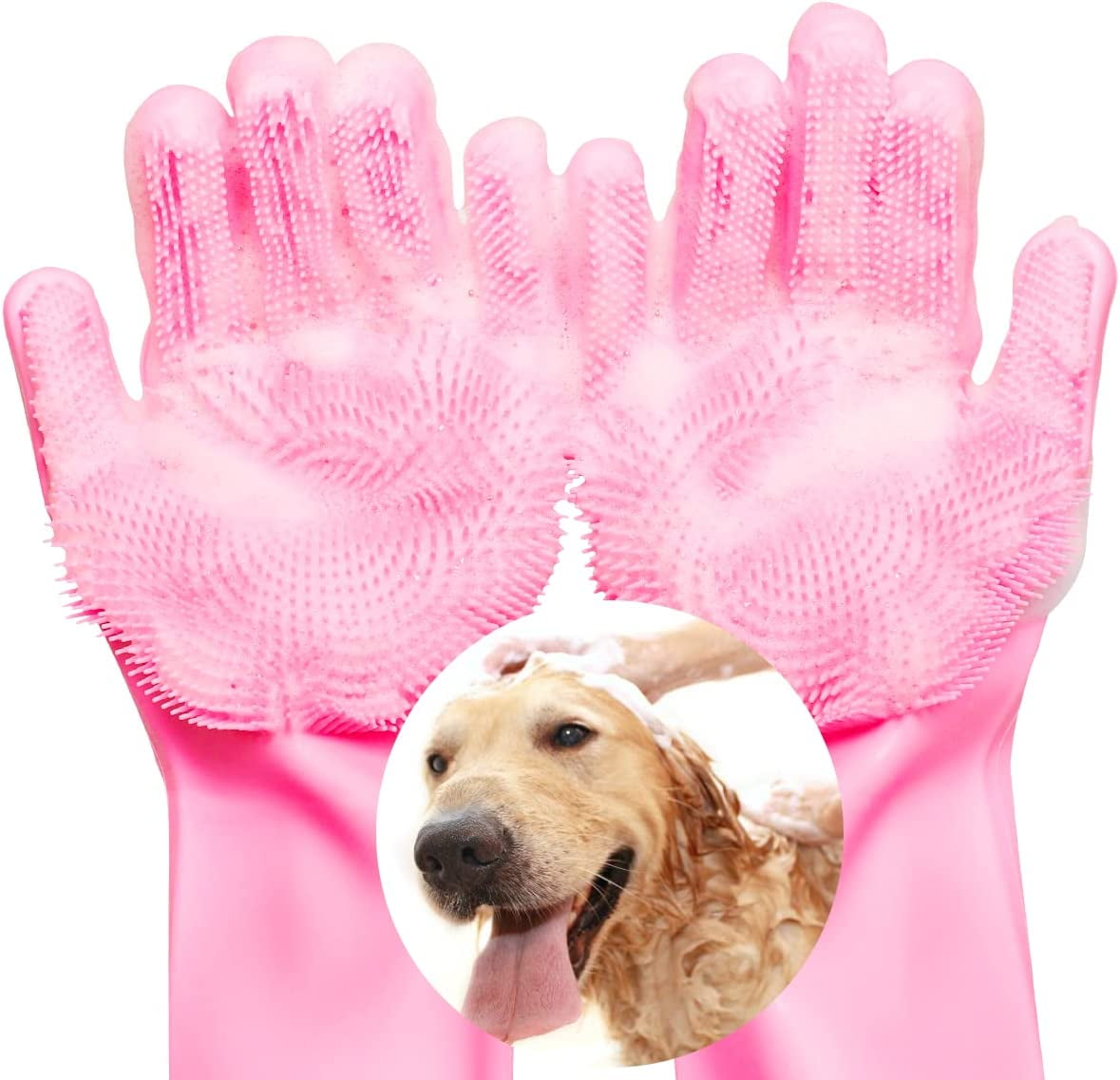 VavoPaw Magic Pet Grooming Gloves, Dog Bathing Shampoo Gloves With High