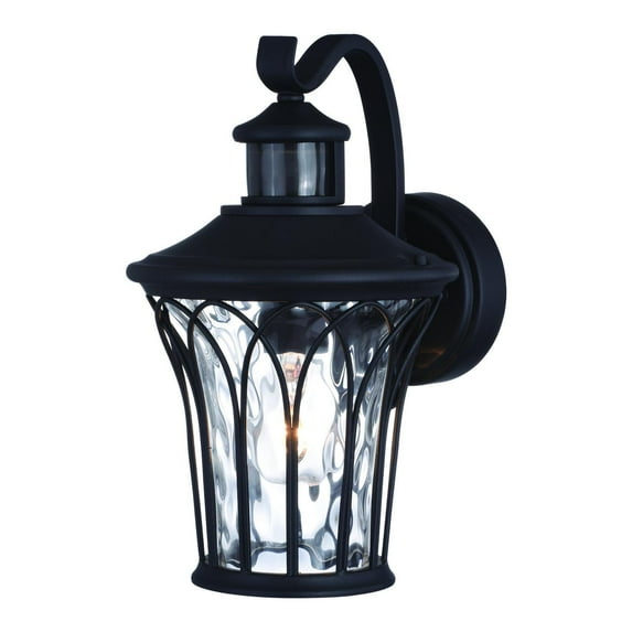 Vaxcel Abigail 7.5-in. W 1 Light Black Motion Sensor Dusk to Dawn Outdoor Wall Lantern with Clear Glass