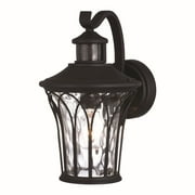 Vaxcel Abigail 7.5-in. W 1 Light Black Motion Sensor Dusk to Dawn Outdoor Wall Lantern with Clear Glass