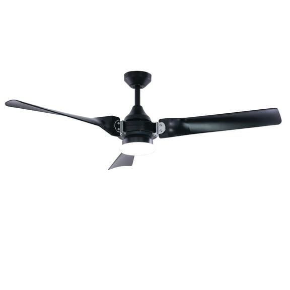 Vaxcel Austin 52 in. Black and Chrome Industrial Outdoor Ceiling Fan with Light Kit and Remote