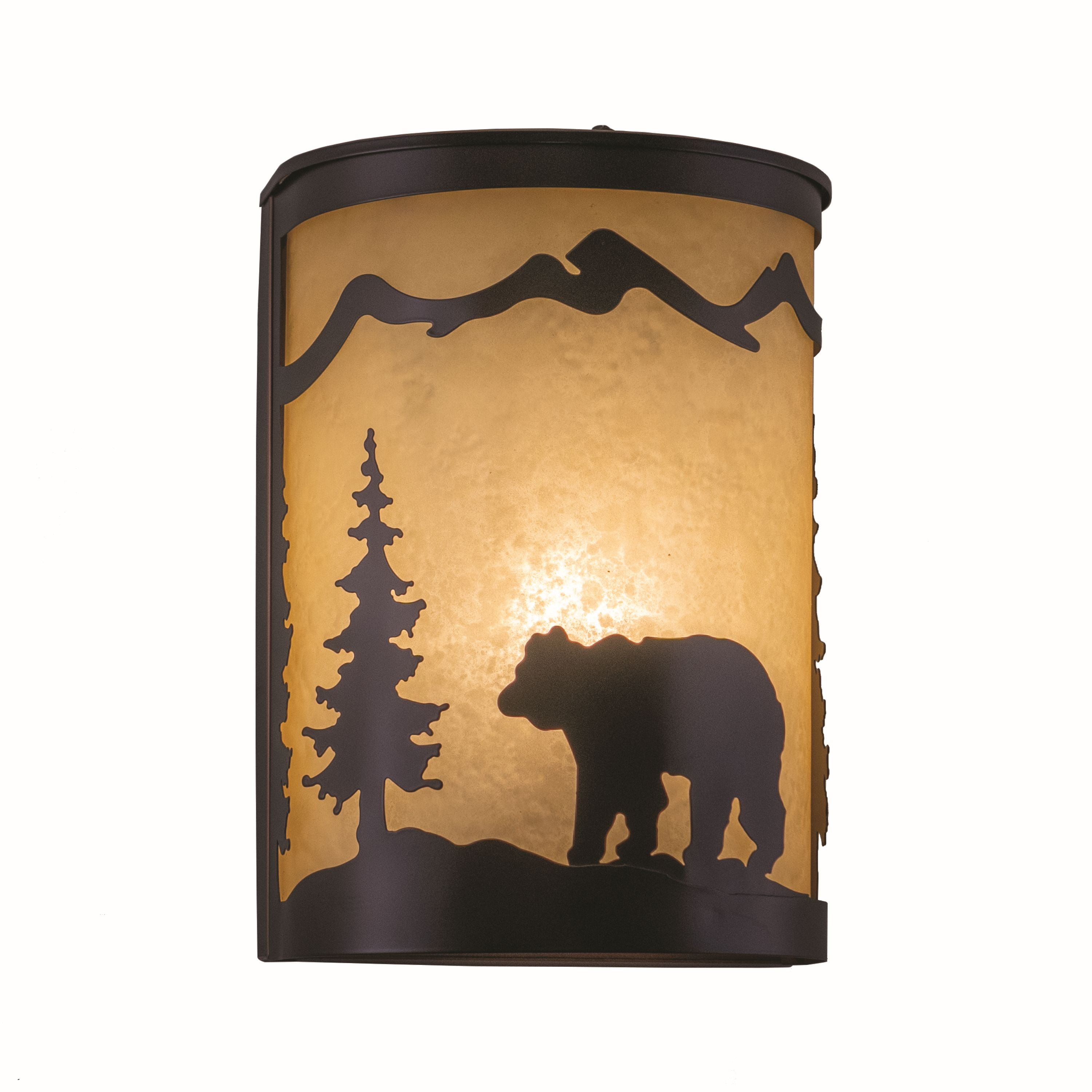 Rustic Burnished Bronze Bear and Tree Wall Sconce