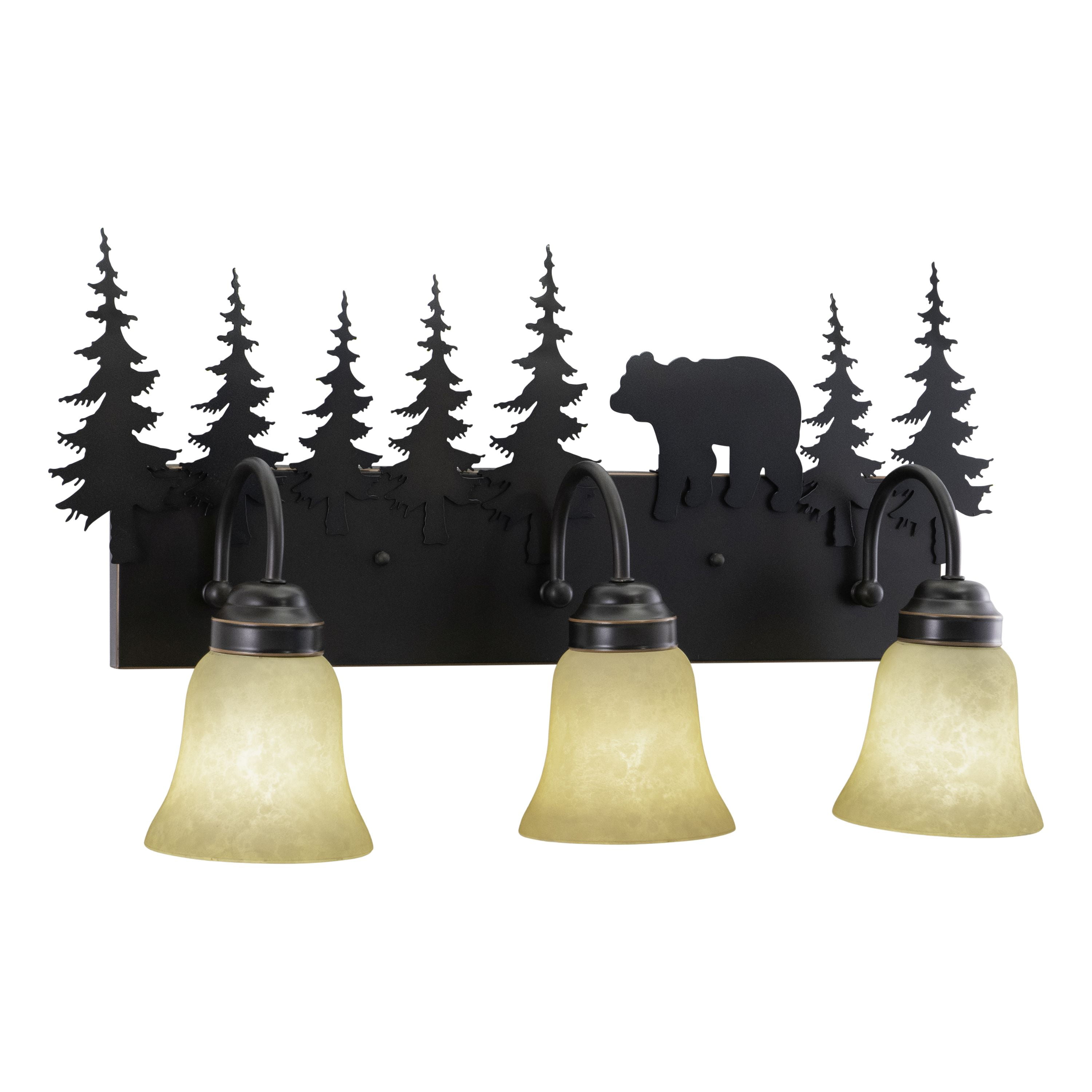 Vaxcel Bozeman 3 Light Bronze Rustic Bear Bathroom Vanity Fixture