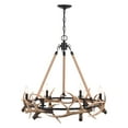 thumbnail image 1 of Vaxcel Breckenridge 6 Light Bronze Rustic Antler Chandelier Natural Rope Accent, 1 of 9