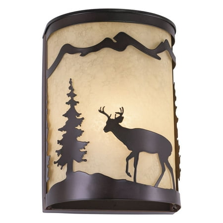Vaxcel Bryce 1 Light Bronze Rustic Deer Tree Indoor Outdoor Flush Wall Sconce