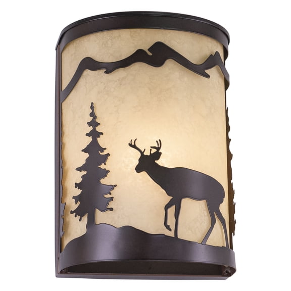 Vaxcel Bryce 1 Light Bronze Rustic Deer Tree Indoor Outdoor Flush Wall Sconce